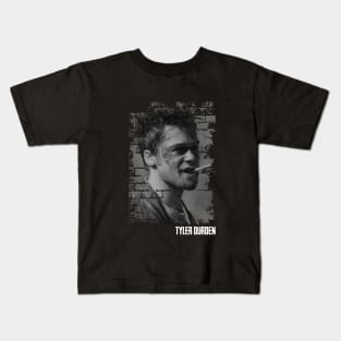 Tyler Durden black and white. Kids T-Shirt